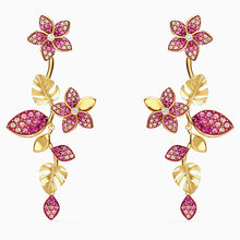 Load image into Gallery viewer, TROPICAL FLOWER PIERCED EARRINGS, PINK, GOLD-TONE PLATED
