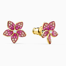 Load image into Gallery viewer, TROPICAL FLOWER PIERCED EARRINGS, PINK, GOLD-TONE PLATED