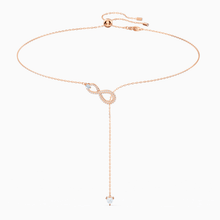 Load image into Gallery viewer, SWAROVSKI INFINITY Y NECKLACE, WHITE, ROSE-GOLD TONE PLATED