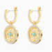 Load image into Gallery viewer, SWAROVSKI SYMBOLIC MANDALA HOOP PIERCED EARRINGS, GREEN, GOLD-TONE PLATED