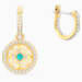 Load image into Gallery viewer, SWAROVSKI SYMBOLIC MANDALA HOOP PIERCED EARRINGS, GREEN, GOLD-TONE PLATED