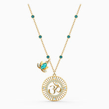 Load image into Gallery viewer, SWAROVSKI SYMBOLIC LOTUS PENDANT, GREEN, GOLD-TONE PLATED