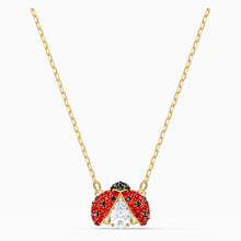 Load image into Gallery viewer, SWAROVSKI SPARKLING DANCE LADYBUG NECKLACE, RED, GOLD-TONE PLATED