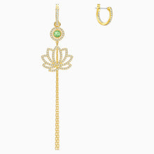 Load image into Gallery viewer, SWAROVSKI SYMBOLIC LOTUS PIERCED EARRINGS, GREEN, GOLD-TONE PLATED