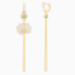 Load image into Gallery viewer, SWAROVSKI SYMBOLIC LOTUS PIERCED EARRINGS, GREEN, GOLD-TONE PLATED
