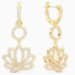 Load image into Gallery viewer, SWAROVSKI SYMBOLIC LOTUS PIERCED EARRINGS, GREEN, GOLD-TONE PLATED