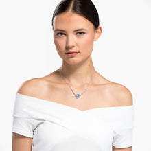 Load image into Gallery viewer, SPARKLING NECKLACE, AQUA, RHODIUM PLATED