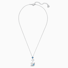 Load image into Gallery viewer, DAZZLING SWAN NECKLACE, BLUE, RHODIUM PLATED