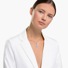 Load image into Gallery viewer, DAZZLING SWAN NECKLACE, BLUE, RHODIUM PLATED