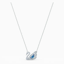 Load image into Gallery viewer, DANCING SWAN NECKLACE, BLUE, RHODIUM PLATED