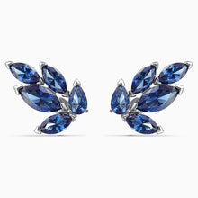 Load image into Gallery viewer, LOUISON STUD PIERCED EARRINGS, BLUE, RHODIUM PLATED