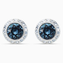 Load image into Gallery viewer, ANGELIC STUD PIERCED EARRINGS, BLUE, RHODIUM PLATED