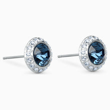 Load image into Gallery viewer, ANGELIC STUD PIERCED EARRINGS, BLUE, RHODIUM PLATED