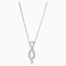Load image into Gallery viewer, SWAROVSKI INFINITY NECKLACE, WHITE, RHODIUM PLATED