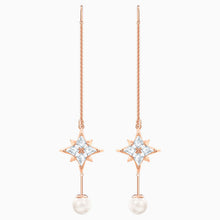 Load image into Gallery viewer, SWAROVSKI SYMBOLIC CHAIN PIERCED EARRINGS, WHITE, ROSE-GOLD TONE PLATED