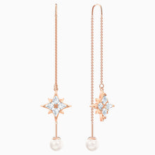 Load image into Gallery viewer, SWAROVSKI SYMBOLIC CHAIN PIERCED EARRINGS, WHITE, ROSE-GOLD TONE PLATED