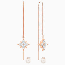 Load image into Gallery viewer, SWAROVSKI SYMBOLIC CHAIN PIERCED EARRINGS, WHITE, ROSE-GOLD TONE PLATED