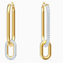 Load image into Gallery viewer, TIME HOOP PIERCED EARRINGS, WHITE, MIXED METAL FINISH