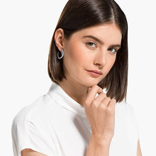 Load image into Gallery viewer, TWIST HOOP PIERCED EARRINGS, WHITE, RHODIUM PLATED