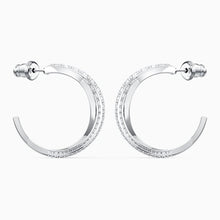 Load image into Gallery viewer, TWIST HOOP PIERCED EARRINGS, WHITE, RHODIUM PLATED