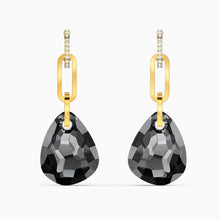 Load image into Gallery viewer, T BAR PIERCED EARRINGS, MEDIUM, GRAY, GOLD-TONE PLATED