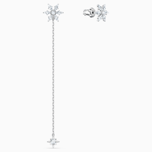 Load image into Gallery viewer, MAGIC CHAIN PIERCED EARRINGS, WHITE, RHODIUM PLATED