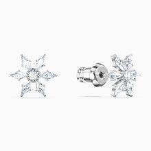 Load image into Gallery viewer, MAGIC CHAIN PIERCED EARRINGS, WHITE, RHODIUM PLATED