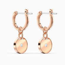 Load image into Gallery viewer, GINGER MINI HOOP PIERCED EARRINGS, WHITE, ROSE-GOLD TONE PLATED