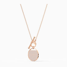Load image into Gallery viewer, GINGER T BAR NECKLACE, WHITE, ROSE-GOLD TONE PLATED