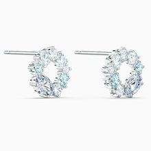 Load image into Gallery viewer, ATTRACT CIRCLE STUD PIERCED EARRINGS, MULTICOLORED, RHODIUM PLATED