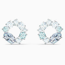 Load image into Gallery viewer, ATTRACT CIRCLE STUD PIERCED EARRINGS, MULTICOLORED, RHODIUM PLATED