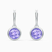 Load image into Gallery viewer, TAHLIA MINI HOOP PIERCED EARRINGS, PURPLE, RHODIUM PLATED