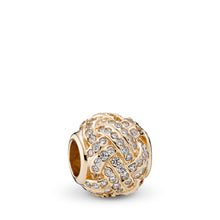 Load image into Gallery viewer, Pandora Sparkling Love Knot Charm, 14K Gold &amp; Clear CZ