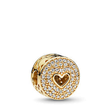 Load image into Gallery viewer, Pandora Heart of Luxury Clip, 14K Gold &amp; Clear CZ
