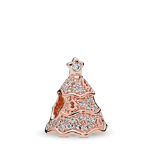 Load image into Gallery viewer, Pandora Twinkling Christmas Tree Charm, PANDORA Rose &amp; Clear CZ