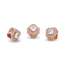 Load image into Gallery viewer, Pandora Geometric Radiance Charm, PANDORA Rose &amp; Clear CZ