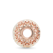 Load image into Gallery viewer, Pandora Iridescent White Glass Charm, PANDORA Rose