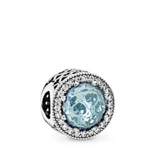 Load image into Gallery viewer, Pandora Radiant Hearts Charm, Glacier-Blue Crystals &amp; Clear CZ