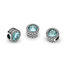 Load image into Gallery viewer, Pandora Radiant Hearts Charm, Glacier-Blue Crystals &amp; Clear CZ