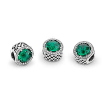 Load image into Gallery viewer, Pandora Radiant Hearts Charm, Sea Green Crystals &amp; Clear CZ