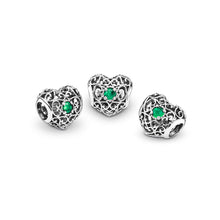 Load image into Gallery viewer, Pandora May Signature Heart Charm, Royal Green Crystal