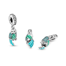 Load image into Gallery viewer, PANDORA Tropical Parrot Dangle Charm, Mixed Enamels, Teal &amp; Clear CZ