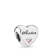 Load image into Gallery viewer, Pandora Sister's Love Charm, Pink CZ