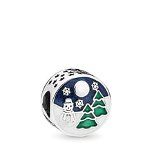 Load image into Gallery viewer, Pandora Snowy Wonderland Charm, Blue &amp; Green Enamel