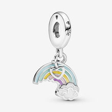 Load image into Gallery viewer, Rainbow and Cloud Dangle Charm