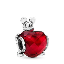 Load image into Gallery viewer, Pandora Disney, Mickey Love Heart Charm, Fuchsia Rose Crystal