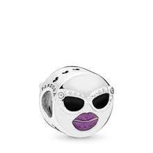 Load image into Gallery viewer, Pandora Stay Cool Charm, Black &amp; Purple Enamel &amp; Clear CZ