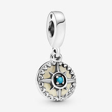 Load image into Gallery viewer, Blue Compass Rose Dangle Charm