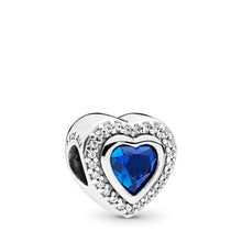 Load image into Gallery viewer, Pandora Sparkling Love Charm, Clear CZ &amp; Blue Crystal