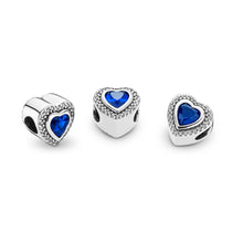 Load image into Gallery viewer, Pandora Sparkling Love Charm, Clear CZ &amp; Blue Crystal